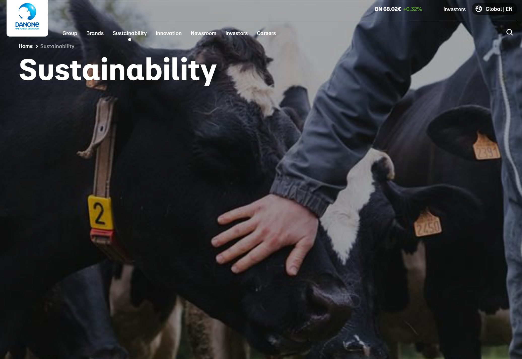 Sustainability from Danone page