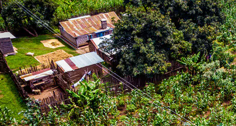 An aerial view of a small scale producer